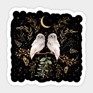 Owls in the golden Moonlight Sticker